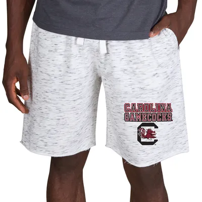 South Carolina Gamecocks Concepts Sport Alley Fleece Shorts - White/Charcoal