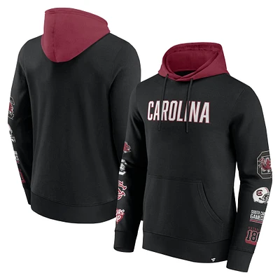 Men's Fanatics  Black/Garnet South Carolina Gamecocks Color Block Badge Fleece Pullover Hoodie