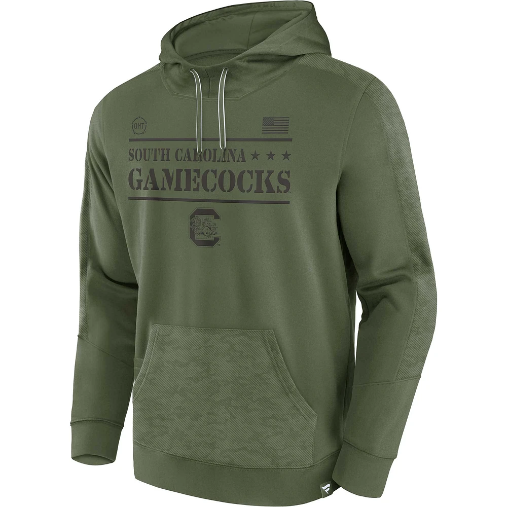 Men's Fanatics Olive South Carolina Gamecocks OHT Military Appreciation Stencil Pullover Hoodie