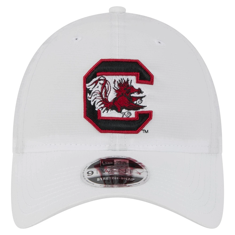 Men's New Era White South Carolina Gamecocks Active Ripstop 9TWENTY Adjustable Hat