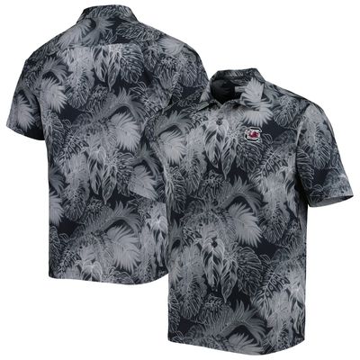 Men's Tommy Bahama Black South Carolina Gamecocks Coast Luminescent Fronds IslandZone Button-Up Camp Shirt