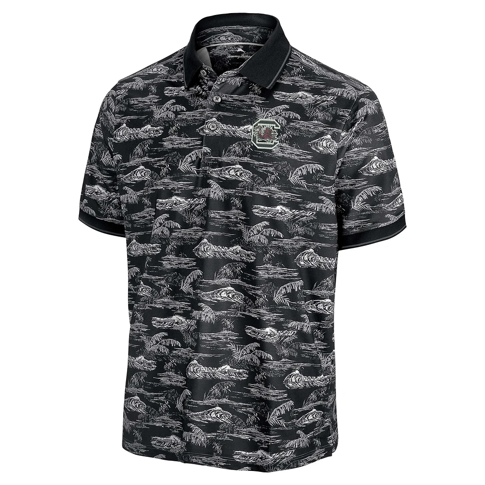 Polo Tommy Bahama noir pour homme des Gamecocks de Caroline du Sud Sport Bay View IslandZone