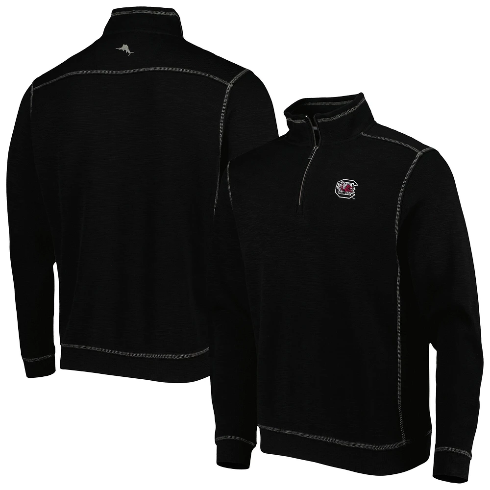 Men's Tommy Bahama Black South Carolina Gamecocks Sport Tobago Bay Tri-Blend Mock Neck Half-Zip Jacket