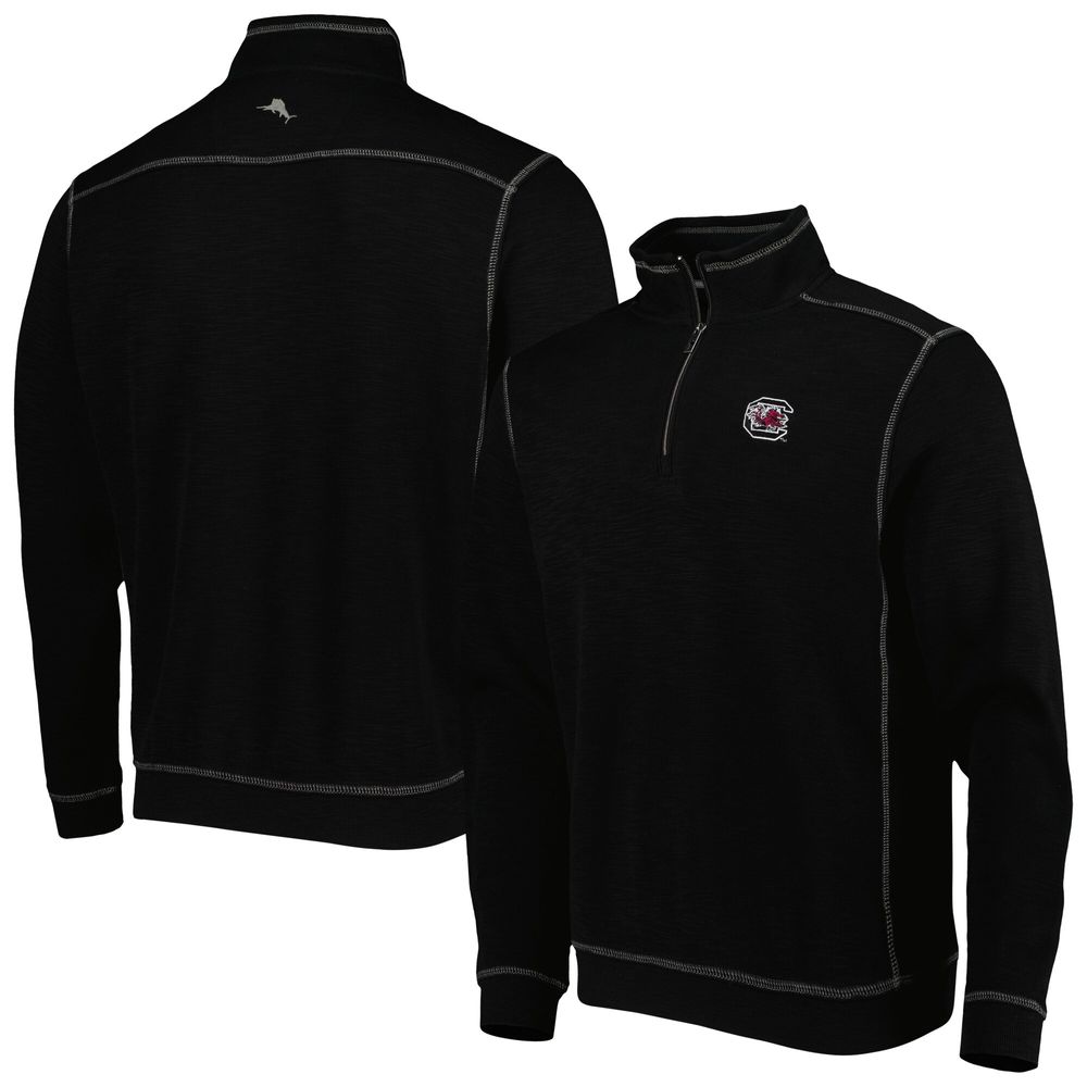 Men's Tommy Bahama Black South Carolina Gamecocks Sport Tobago Bay Tri-Blend Mock Neck Half-Zip Jacket