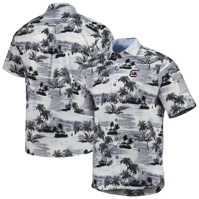 Men's Tommy Bahama Gray Carolina Panthers Coconut Point Frondly Fan Camp IslandZone Button-Up Shirt Size: Extra Large