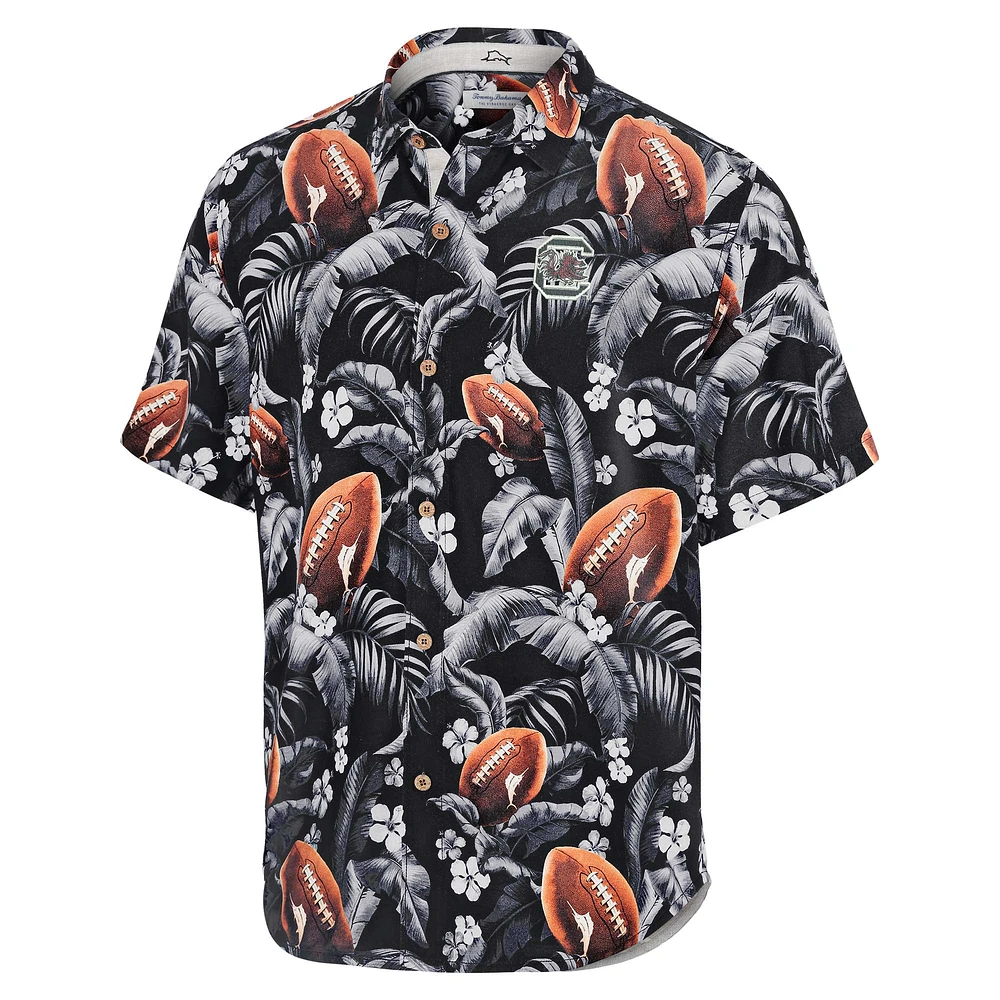 Men's Tommy Bahama Black South Carolina Gamecocks Veracruz Cay First Down Blooms Button-Up Shirt