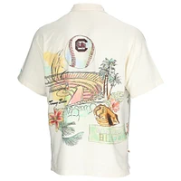 Men's Tommy Bahama Cream South Carolina Gamecocks Paradise Fly Ball Camp Button-Up Shirt