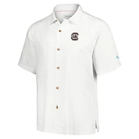 Chemise boutonnée Tommy Bahama pour hommes, Gamecocks de Caroline du Sud, Castaway Game Camp, blanche