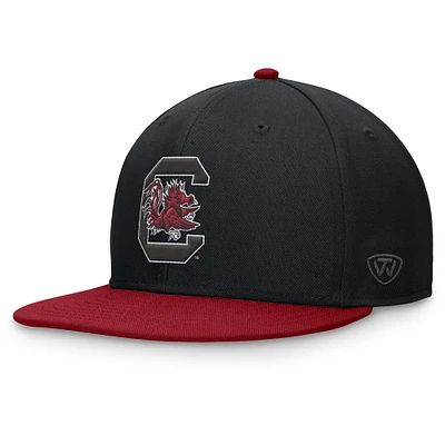 Casquette ajustée bicolore Top of the World pour hommes, noir/grenat, South Carolina Gamecocks Rally