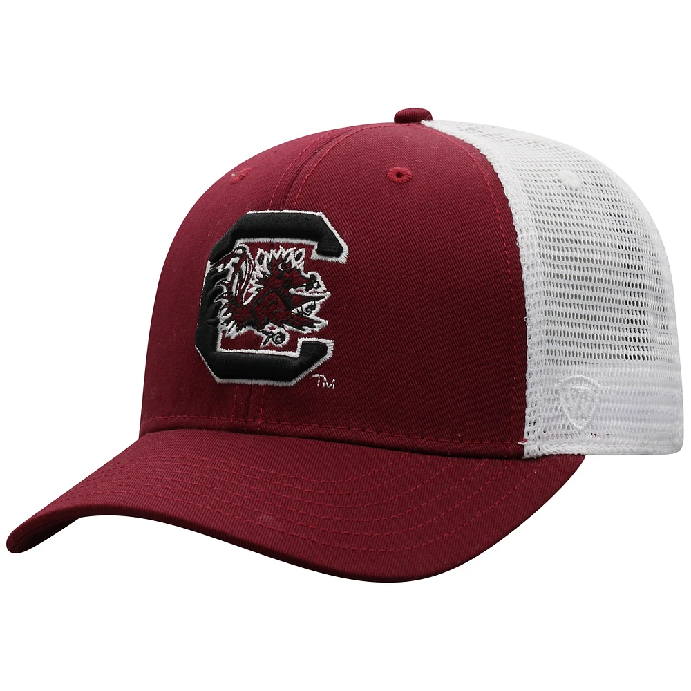 Casquette Trucker Snapback pour hommes Top of the World Grenat/Blanc South Carolina Gamecocks