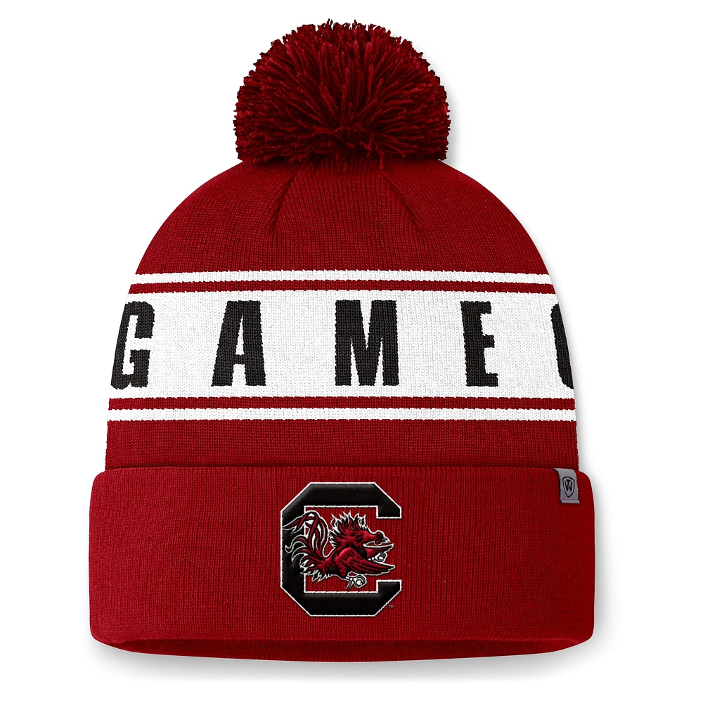 Men's Top of the World Garnet South Carolina Gamecocks Slash Cuffed Knit Hat with Pom