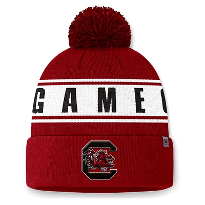 Men's Top of the World Garnet South Carolina Gamecocks Slash Cuffed Knit Hat with Pom