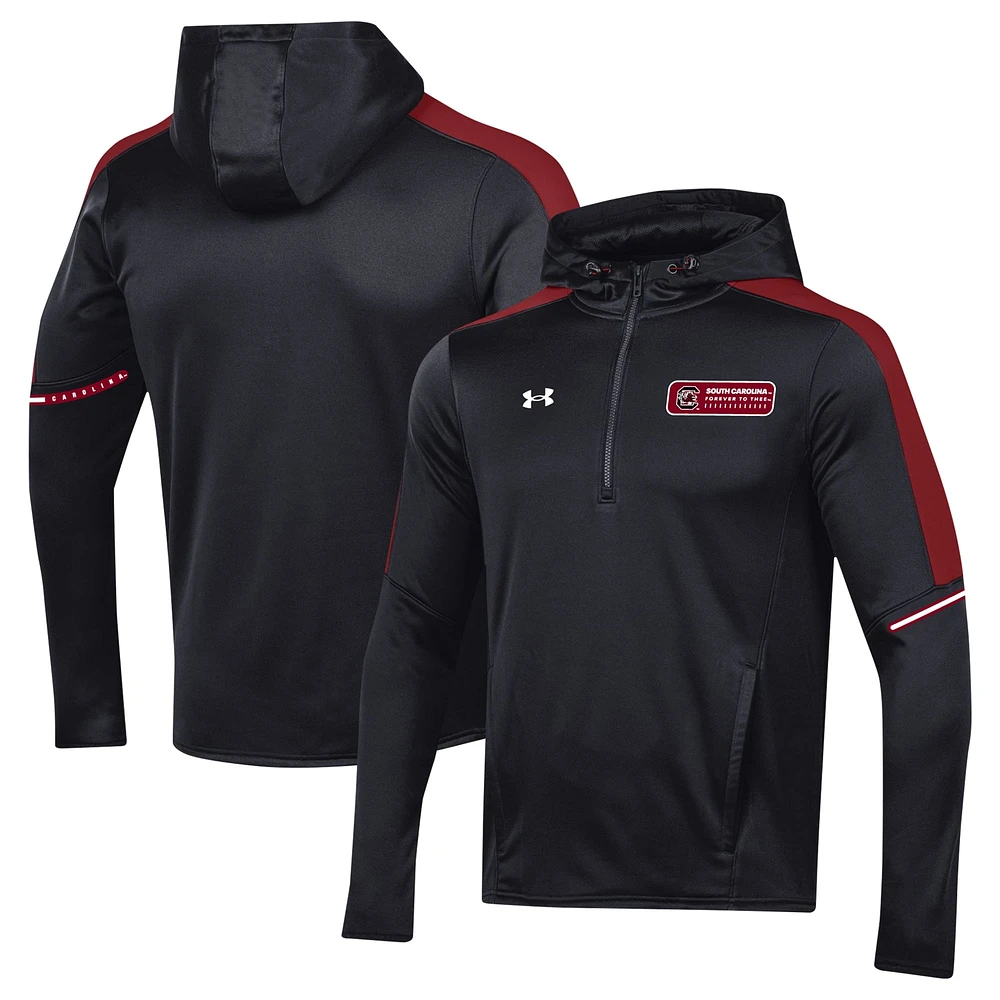 Sweat à capuche noir quart de zip Under Armour pour hommes des Gamecocks Caroline du Sud 2023 Sideline