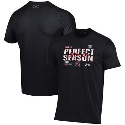 Men's Under Armour  Black South Carolina Gamecocks 2024 NCAA Women's Basketball National Champions Perfect Season T-Shirt