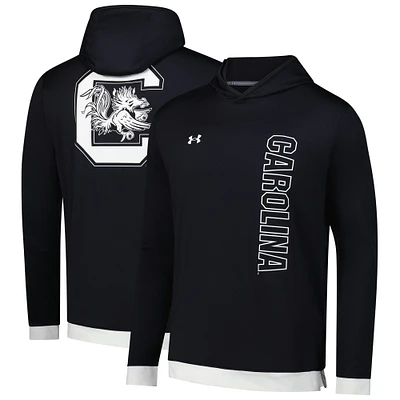 T-shirt à capuche manches longues pour homme Under Armour Black South Carolina Gamecocks 2024 On-Court Shootaround