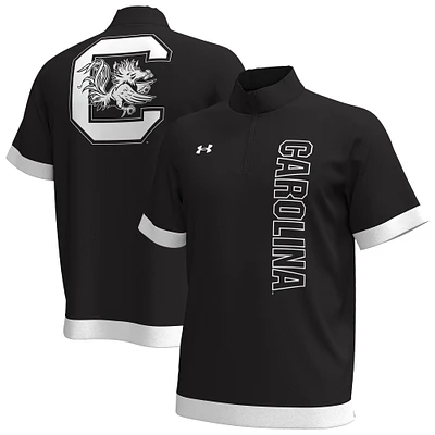 T-shirt noir à fermeture éclair quart de tour pour homme des Gamecocks Caroline du Sud 2024 d'Under Armour On-Court Shootaround