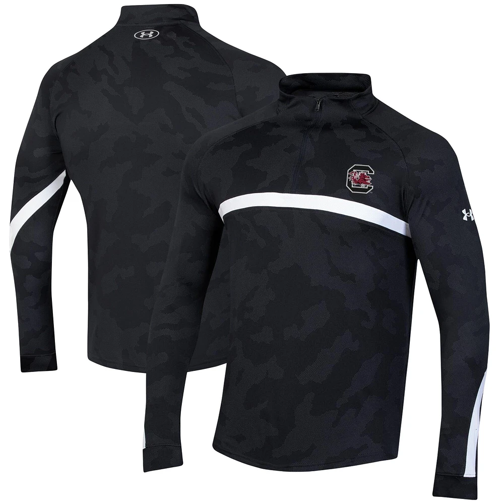 Haut noir à quart de zip camouflage Under Armour pour hommes des Gamecocks Caroline du Sud Game Day Camo