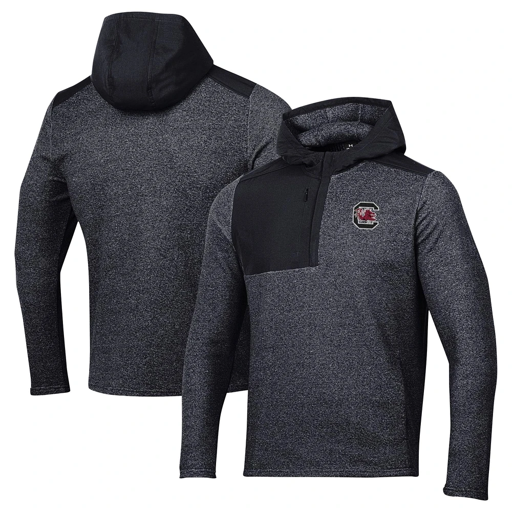 Veste à capuche en polaire noire Under Armour pour hommes, Gamecocks de Caroline du Sud, Survivor, quart zip