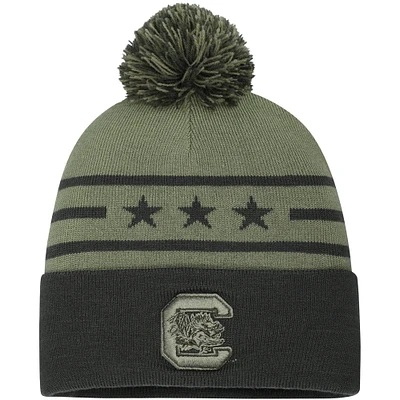 Bonnet en tricot à revers avec pompon Forest Green South Carolina Gamecocks Freedom Collection pour homme de Under Armour