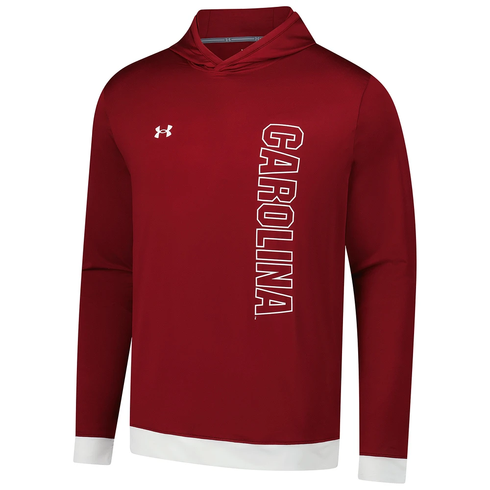 Men's Under Armour Garnet South Carolina Gamecocks 2024 On-Court Shootaround Long Sleeve Hoodie T-Shirt