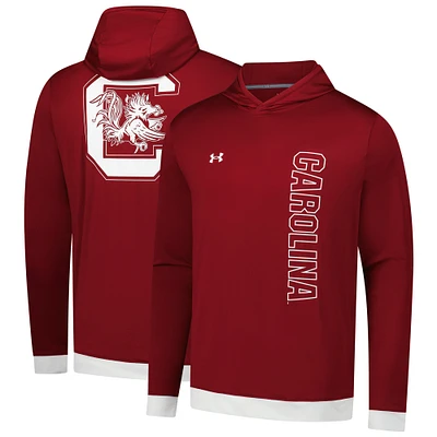 Men's Under Armour Garnet South Carolina Gamecocks 2024 On-Court Shootaround Long Sleeve Hoodie T-Shirt