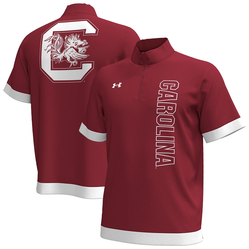 Men's Under Armour Garnet South Carolina Gamecocks 2024 On-Court Shootaround Quarter-Zip T-Shirt