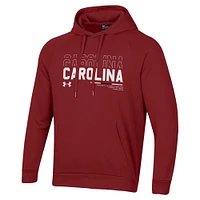 Men's Under Armour Garnet South Carolina Gamecocks 2024 Sideline Wordmark Rival Pullover Hoodie