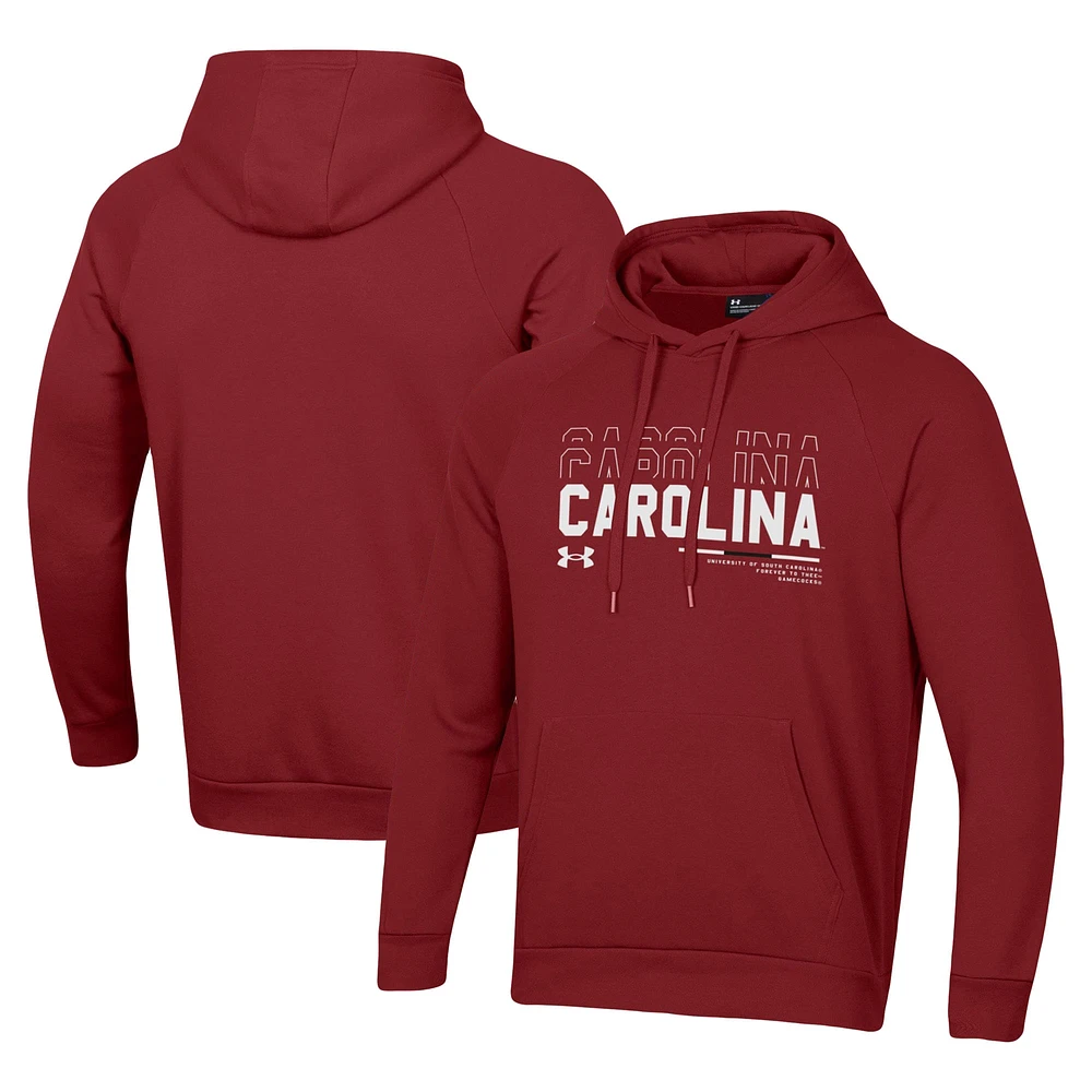 Men's Under Armour Garnet South Carolina Gamecocks 2024 Sideline Wordmark Rival Pullover Hoodie