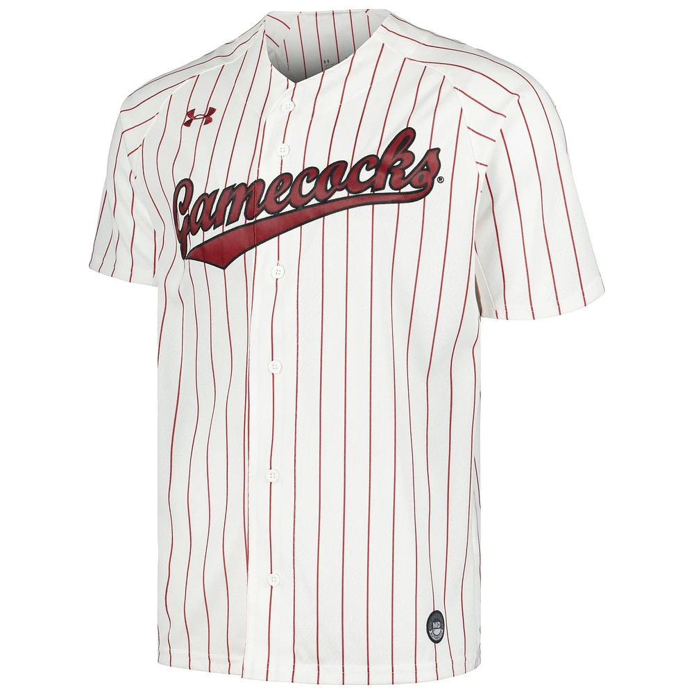 Maillot de softball Under Armour Gamecocks Caroline du Sud blanc à col en V pour homme