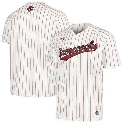 Maillot de softball Under Armour Gamecocks Caroline du Sud blanc à col en V pour homme