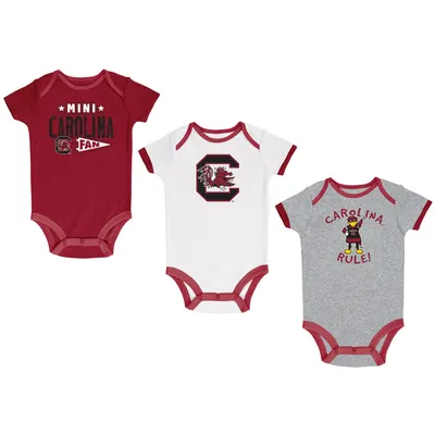 South Carolina Gamecocks Champion Newborn & Infant Three-Pack Bodysuit Set - Garnet/Heather Gray/White