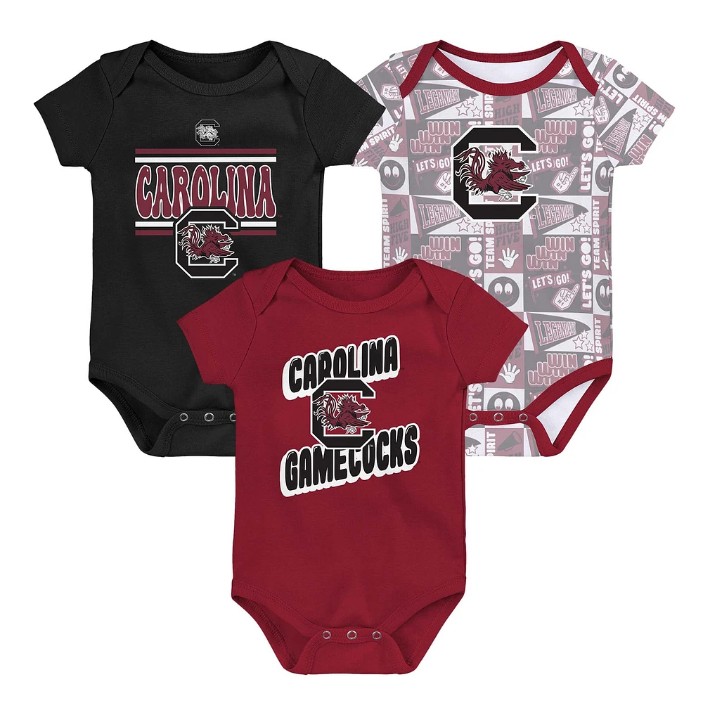 Newborn Garnet South Carolina Gamecocks Sunday Comics 3-Pack Bodysuit Set