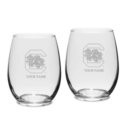South Carolina Gamecocks Personalized 15oz. 2-Piece Stemless Wine Glass Set