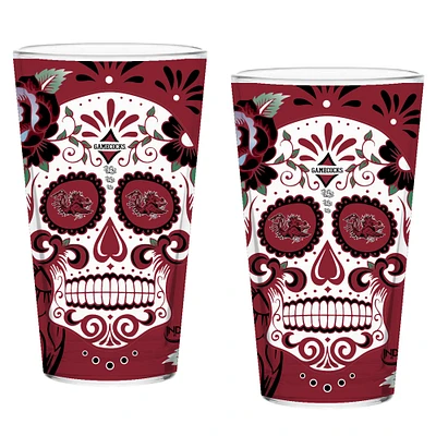 South Carolina Gamecocks Two-Pack 16oz. Dia De Los Muertos Pint Glass Set