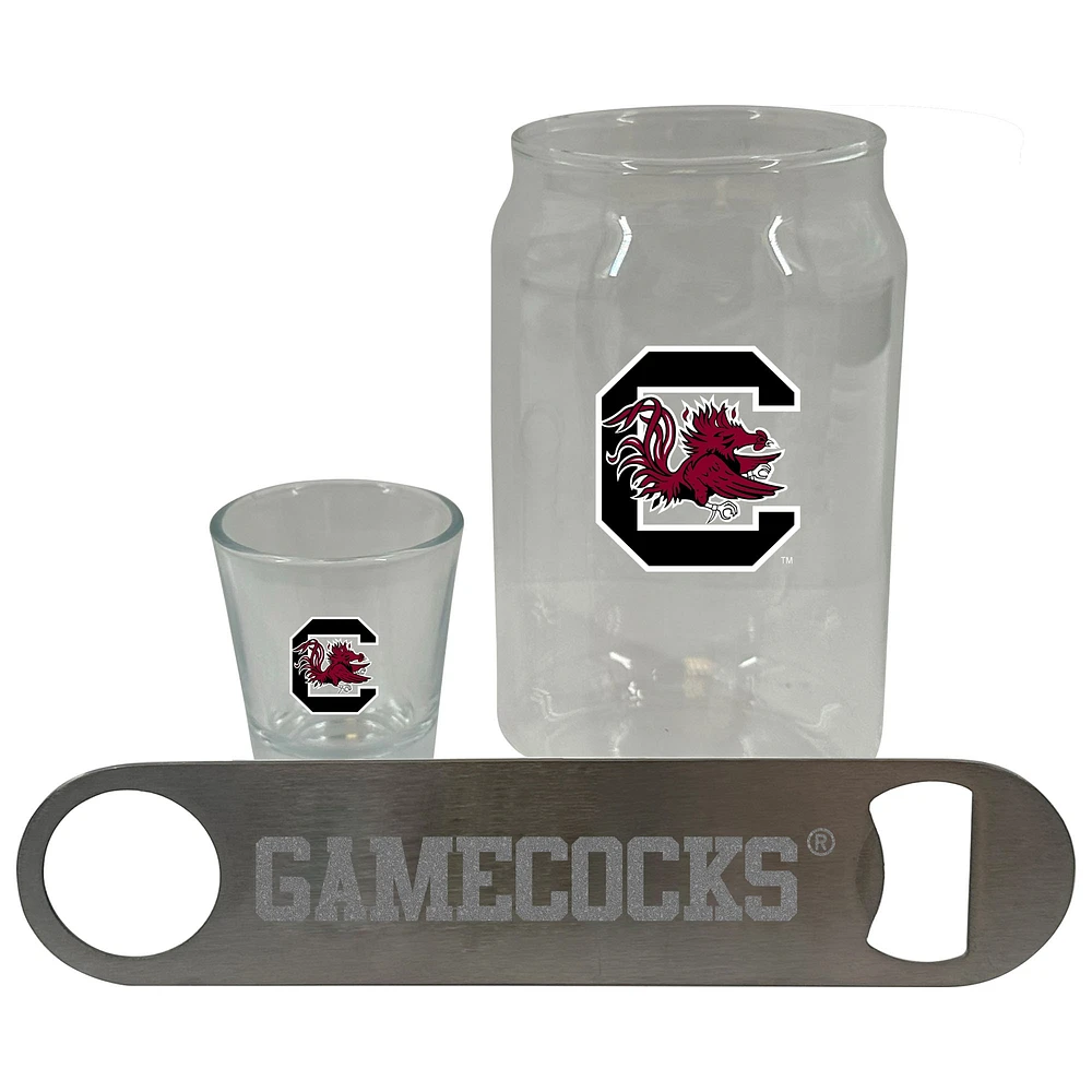 Lot de trois verres à bière de 2 oz et décapsuleur de la marque South Carolina Gamecocks de The Memory Company