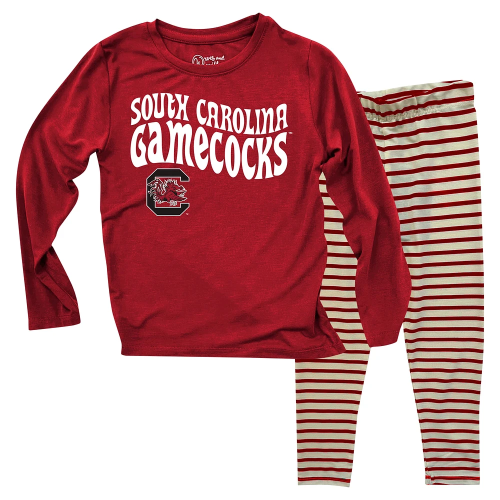Toddler Wes & Willy South Carolina Gamecocks Long Sleeve Top and Striped Tri-Blend Leggings Set