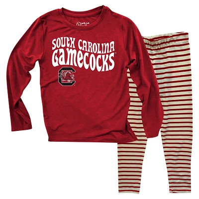 Toddler Wes & Willy  South Carolina Gamecocks Long Sleeve Top and Striped Tri-Blend Leggings Set