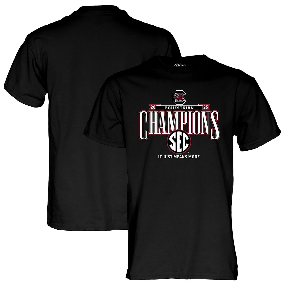 T-shirt unisexe bleu 84 noir des South Carolina Gamecocks, champions équestres SEC 2025, vestiaire