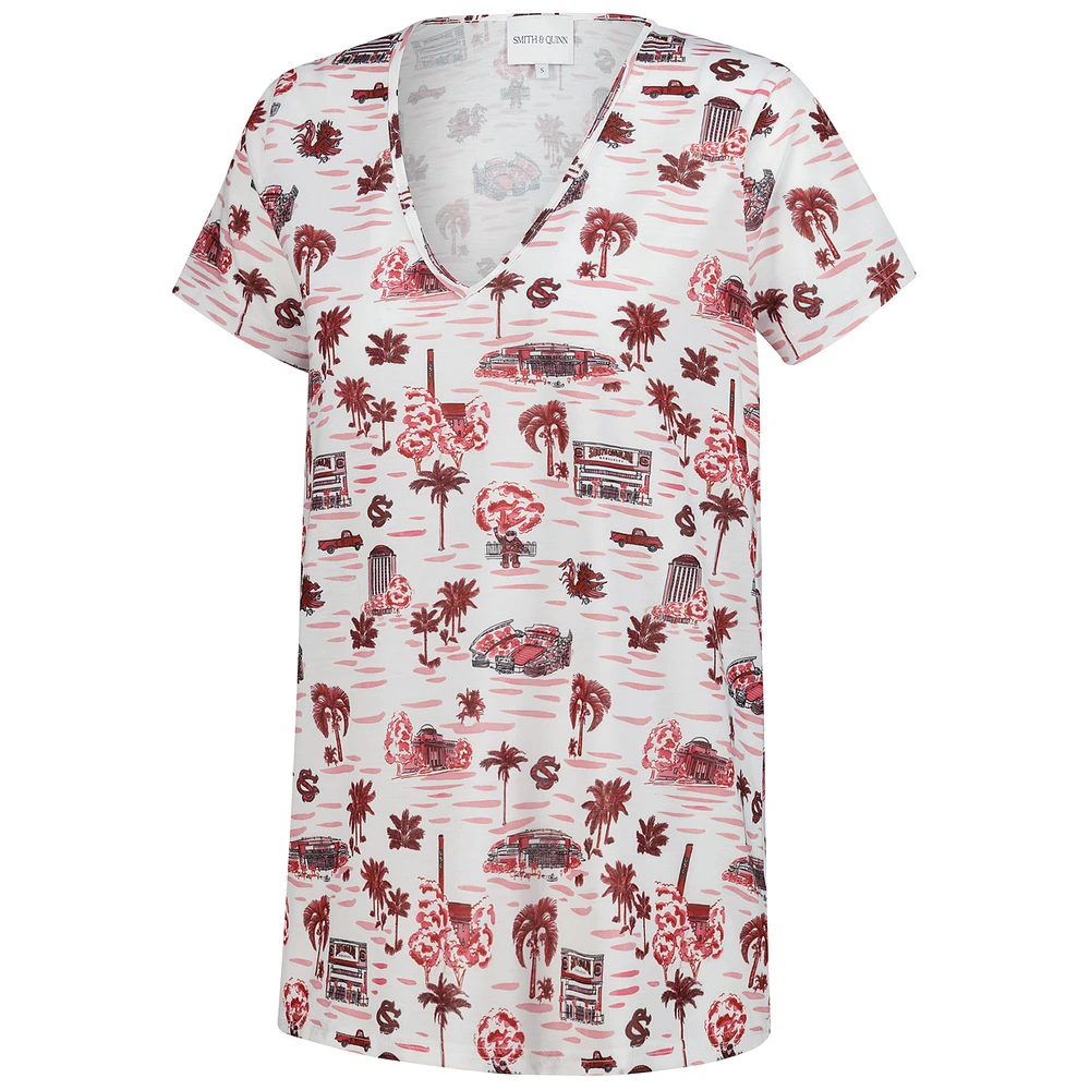 Women's Smith & Quinn White South Carolina Gamecocks Blake V-Neck T-Shirt