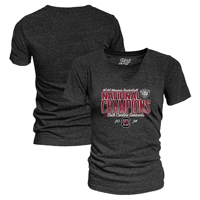 Femme Bleu 84 Noir Caroline du Sud Gamecocks 2024 NCAA Women's Basketball National Champions Arc T-shirt triple mélange