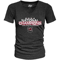 Women's Blue 84 Black South Carolina Gamecocks 2024 NCAA Basketball National Champions Bracket V-Neck T-Shirt