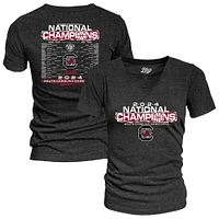 Women's Blue 84 Black South Carolina Gamecocks 2024 NCAA Basketball National Champions Bracket V-Neck T-Shirt