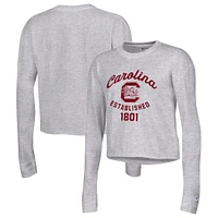 Women's Champion Gray South Carolina Gamecocks Boyfriend Cropped Long Sleeve T-Shirt