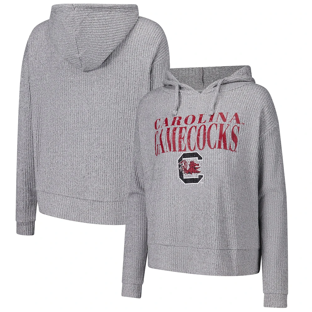 T-shirt à capuche court et doux manches longues pour femme Concepts Sport Heather Gray South Carolina Gamecocks Juniper Soft Modest