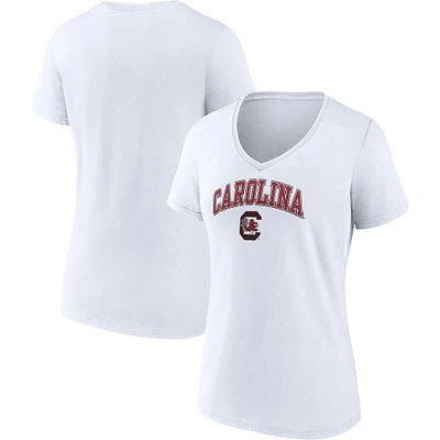 T-shirt à col en V blanc pour femmes Fanatics South Carolina Gamecocks Campus