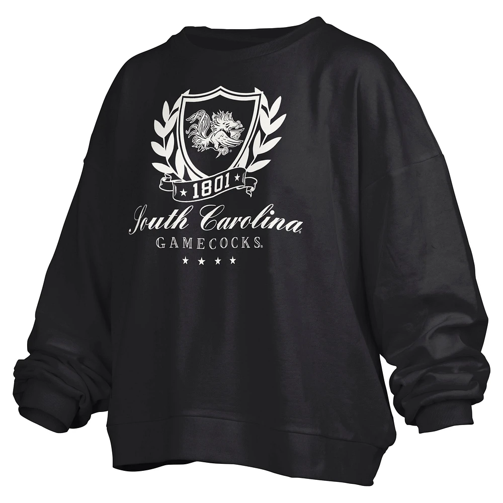 Sweat-shirt surdimensionné Janice Big Aug Script pour femme Pressbox Black South Carolina Gamecocks