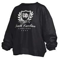 Women's Pressbox Black South Carolina Gamecocks Big Aug Script Janice Oversized Pullover Sweatshirt