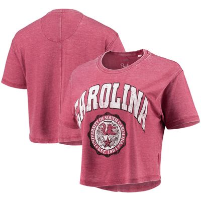 Women's Pressbox Garnet South Carolina Gamecocks Edith Vintage Burnout Crop T-Shirt