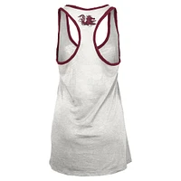 Women's Pressbox White/Garnet South Carolina Gamecocks Tracy Racerback Burnout Tank Top