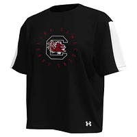 Women's Under Armour Black South Carolina Gamecocks Challenger Waist Length Boxy Oversized T-Shirt